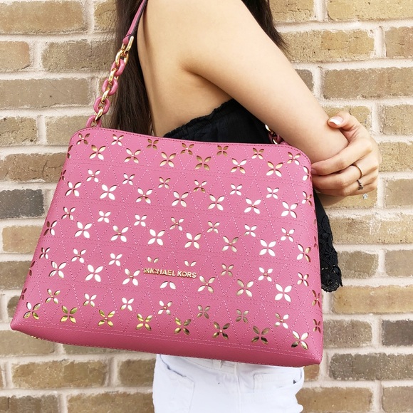 Michael Kors Portia Large perforated Satchel Pink - Picture 5 of 8